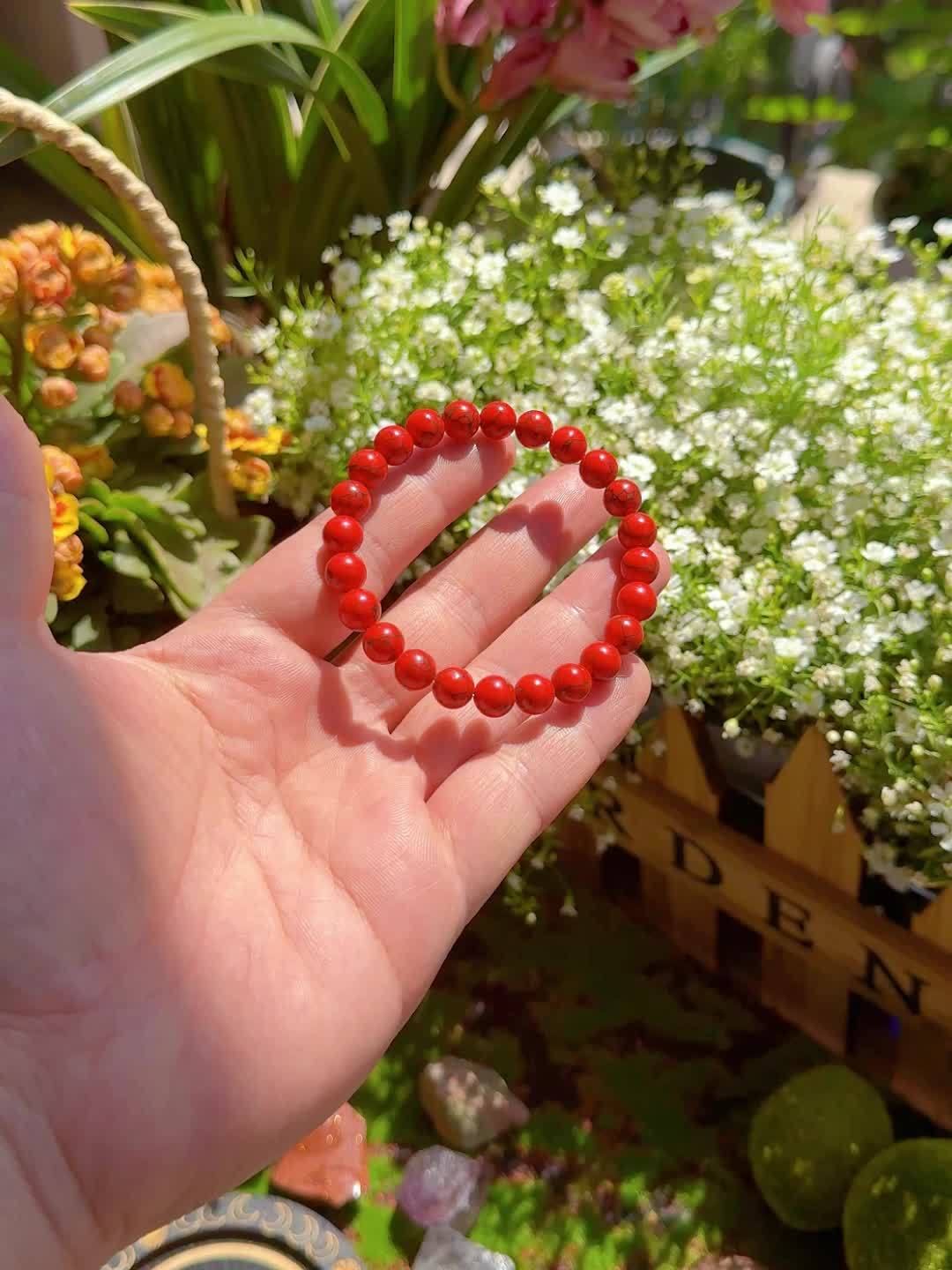 Bohemian Style Cinnabar Bead Bracelet for Women's Wear